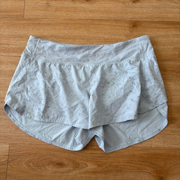 Lululemon Athletic Speed Up MR Lined Shorts 4” Gravel Pastel Blue Women’s Sz 12 - Picture 1 of 9